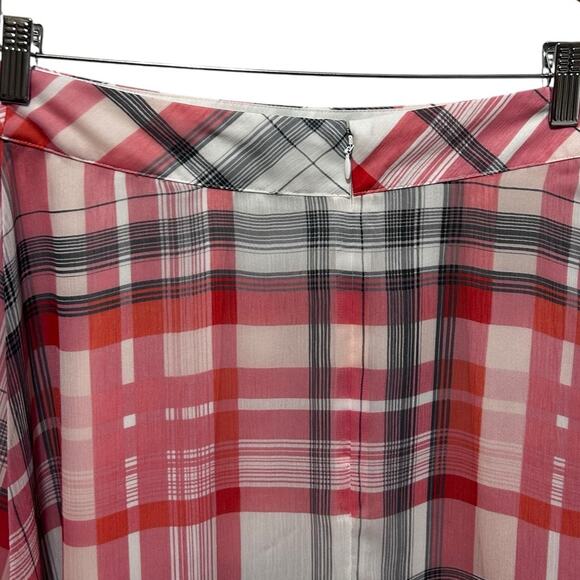 Tommy Hilfiger Womens‎ Plaid Handkerchief Hem Midi Skirt 8 Red Nautical Preppy - Picture 5 of 10